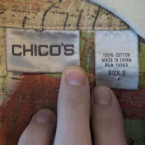 VTG 90s Chico's Utility Graffiti Cotton Jacket - Picture 7 of 14